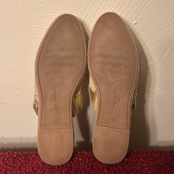 SAM EDELMAN-Gold Leather Espadrilles Slide Mules-Size 7 - Picture 9 of 17